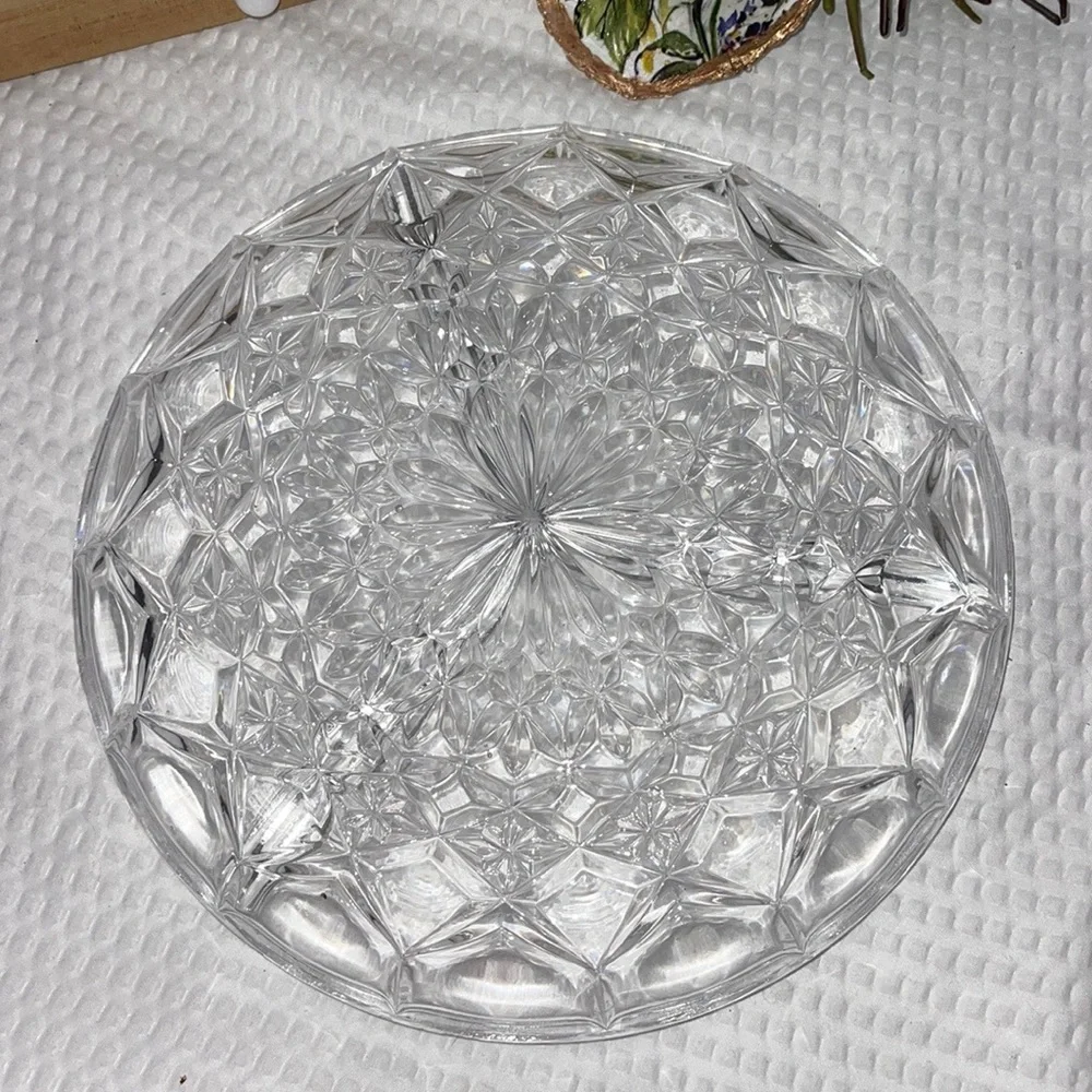 Vintage Smith Glass Daisy & Button 3 part Relish Dish / Tray